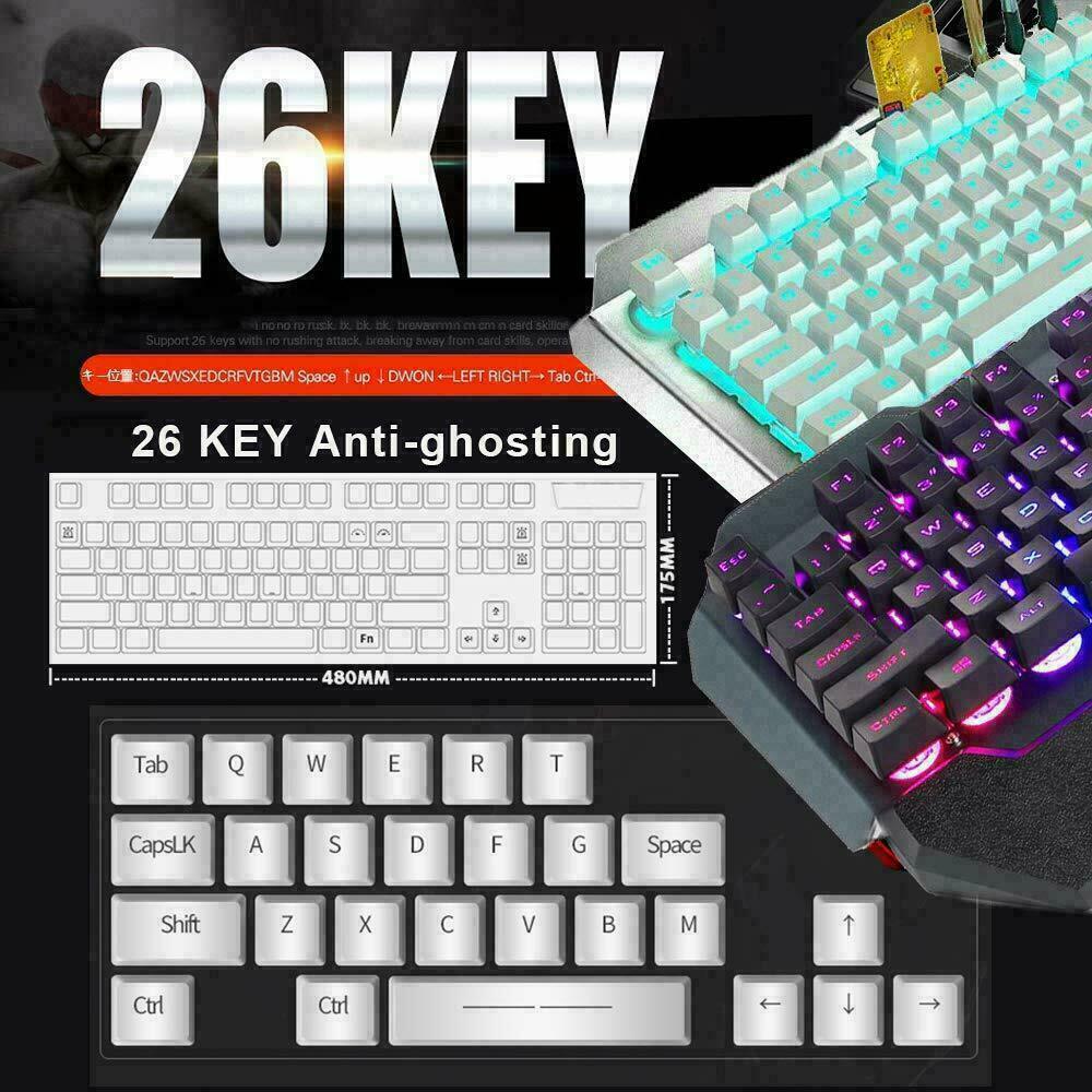 104 Keys Wireless Gaming Keyboard Mouse Set+Mouse Pad, RGB LED Backlit PC/Laptop Black-RGB