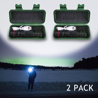2x Mini Tactical Flashlight Small LED Torch 3 Mode Super Bright Light Clip Lamp
