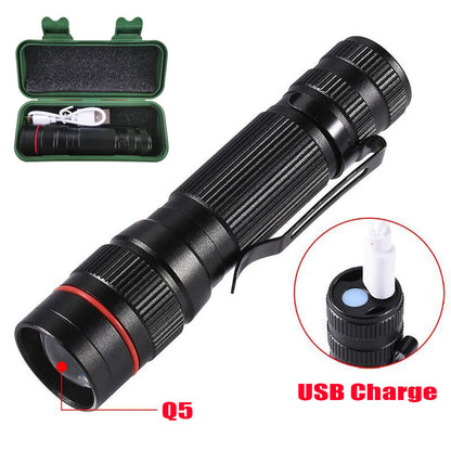 2x Mini Tactical Flashlight Small LED Torch 3 Mode Super Bright Light Clip Lamp