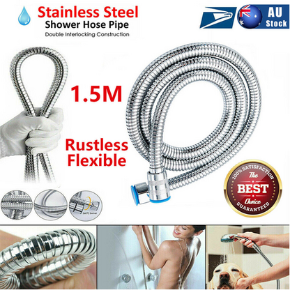 5 FT Handheld Shower Head Hose 1.5m Bathroom Stainless Steel Shower Water Tube