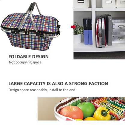 Large Folding Picnic Bag Basket Hamper Camping Hiking Insulated Lunch Cooler Bag