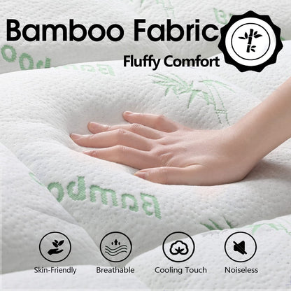 Bamboo Pillowtop Mattress Topper Luxury Bedding Mat Pad Protector Cover King Single 108 x 203 cm