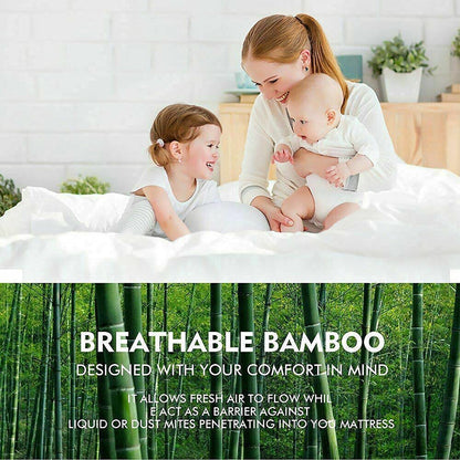 Bamboo Pillowtop Mattress Topper Luxury Bedding Mat Pad Protector Cover King Single 108 x 203 cm