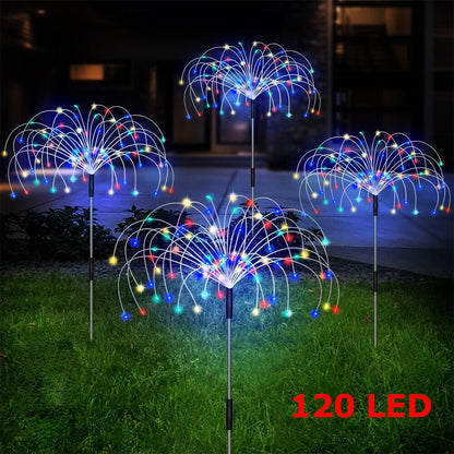 Colourful Fireworks 120 LED Fairy String Lights Starburst Solar Xmas Garden Night Lamp Hot NEW