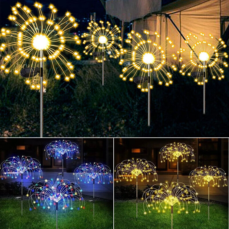 Warm White Fireworks 180 LED Fairy String Lights Starburst Solar Xmas Garden Night Lamp Hot NEW