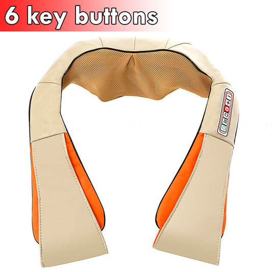 Neck Shoulder Massager Back Body Shiatsu Deep Knead Pain Relief Wrap Car Office Beige