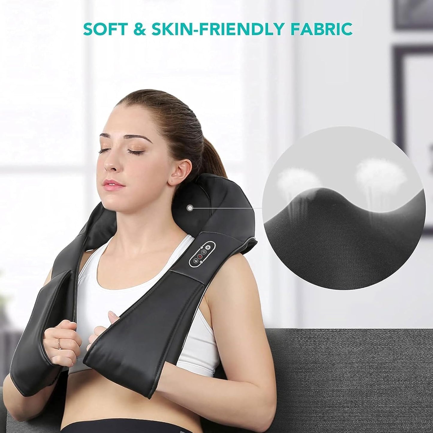 Neck Shoulder Massager Back Body Shiatsu Deep Knead Pain Relief Wrap Car Office black