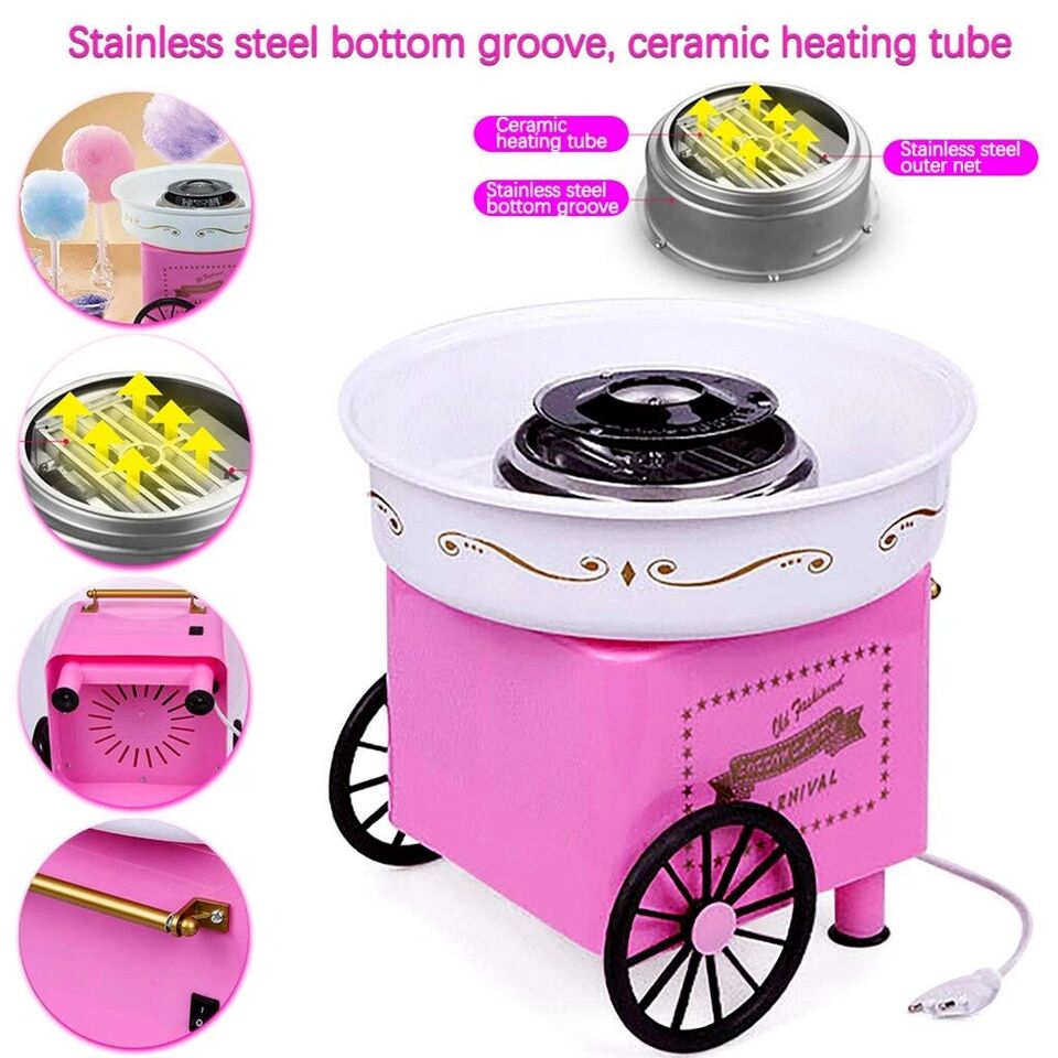 Electric Fairy Cotton Candy Maker Pink Floss Home Machine Sugar for Kids Party