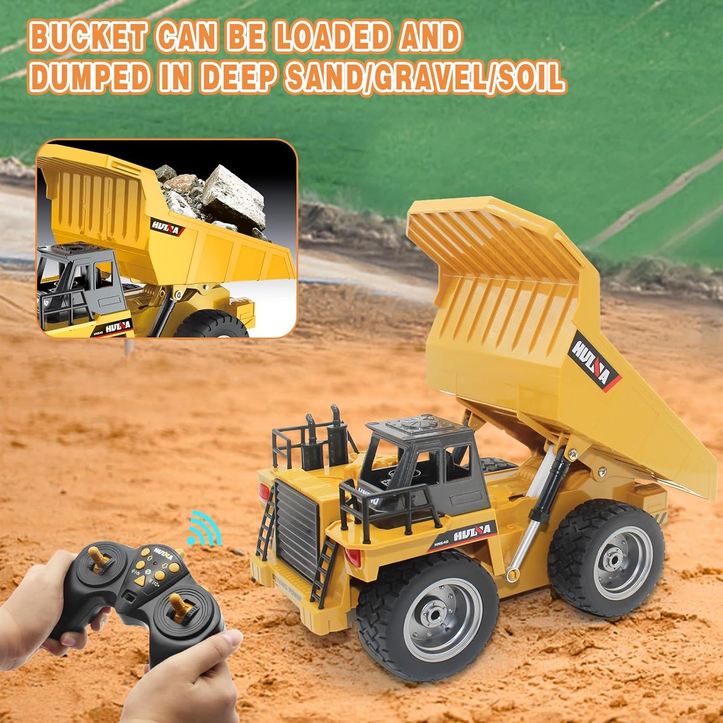 Remote Control Excavator Digger Construction RC Truck Vehicle Toys for Kids Gift