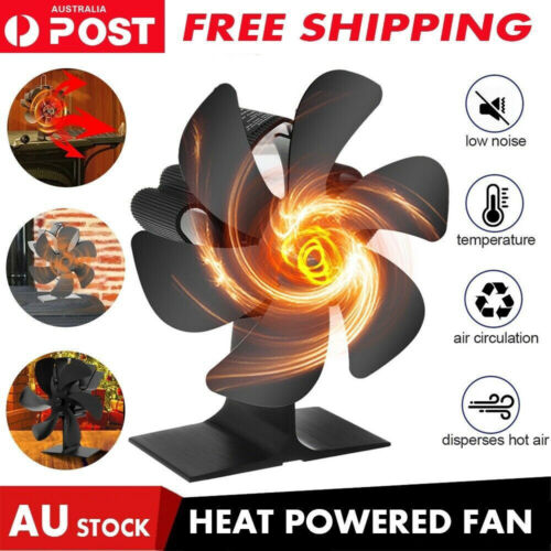 6 Blades Fireplace Stove Fan Heat Cocoon Self-Powered Wood Top Burner Eco Heater