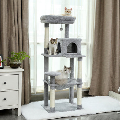 Grey Road Cat Tree Tower Scratching Post Scratcher Cats Condo House Bed 143cm