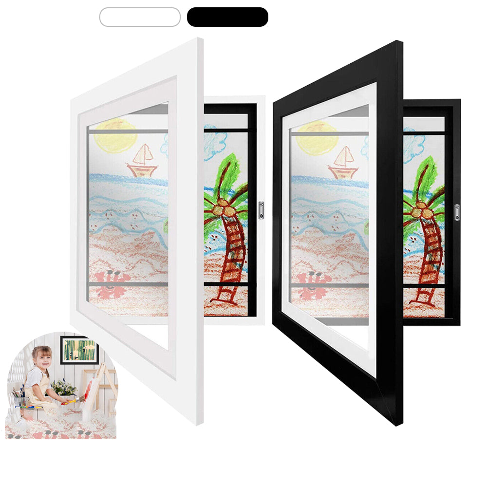 Children Kids Art Frames Art Projects Wooden Artwork Display 150 Pictures Hold Black