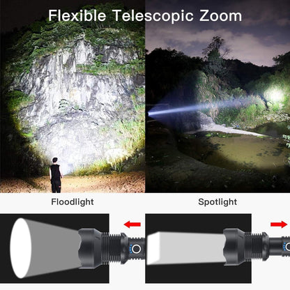 Tactical LCD Digital Display Waterproof High Powered LED Flashlight Emergencies