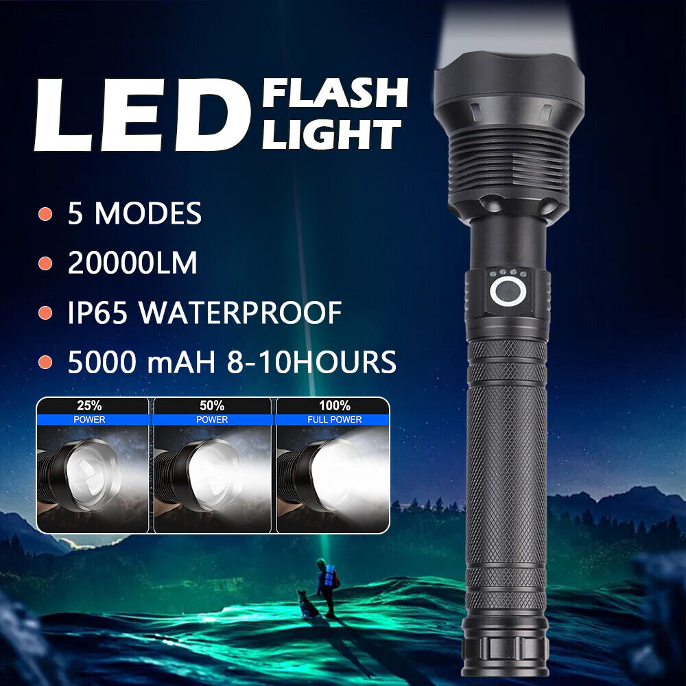 Tactical LCD Digital Display Waterproof High Powered LED Flashlight Emergencies