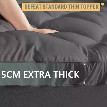 5CM Bedding Luxury Pillowtop Mattress Topper Mat Pad Antibacterial and dust mite-resistant Queen:153*203cm