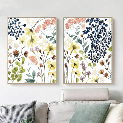 Wall Art 90cmx135cm Flower Composition 2 Sets Gold Frame Canvas