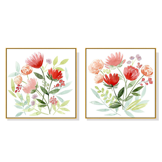 Wall Art 40cmx40cm Florals 2 Sets Gold Frame Canvas