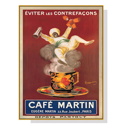 Wall Art 60cmx90cm Cafe Martin Gold Frame Canvas