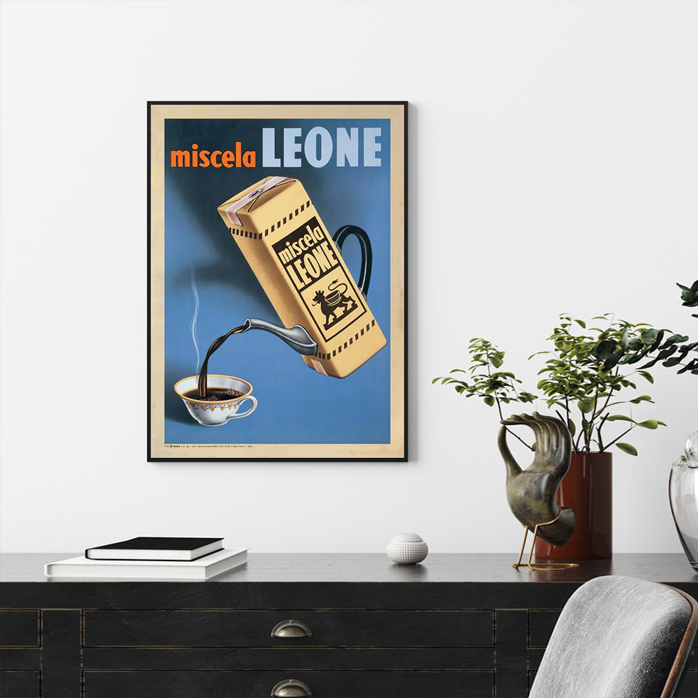 Wall Art 40cmx60cm Miscela Leone, 1950 Black Frame Canvas