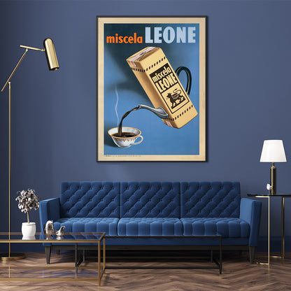 Wall Art 40cmx60cm Miscela Leone, 1950 Black Frame Canvas