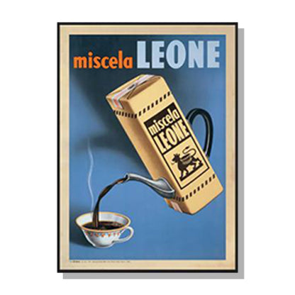 Wall Art 90cmx135cm Miscela Leone, 1950 Black Frame Canvas