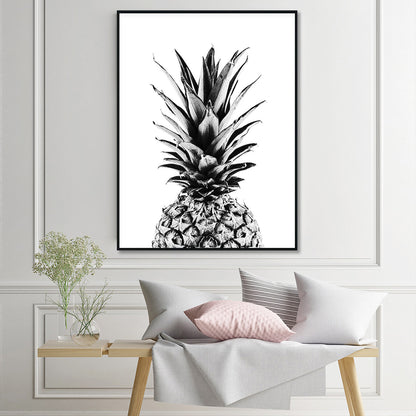 Wall Art 90cmx135cm Pineapple Black Frame Canvas