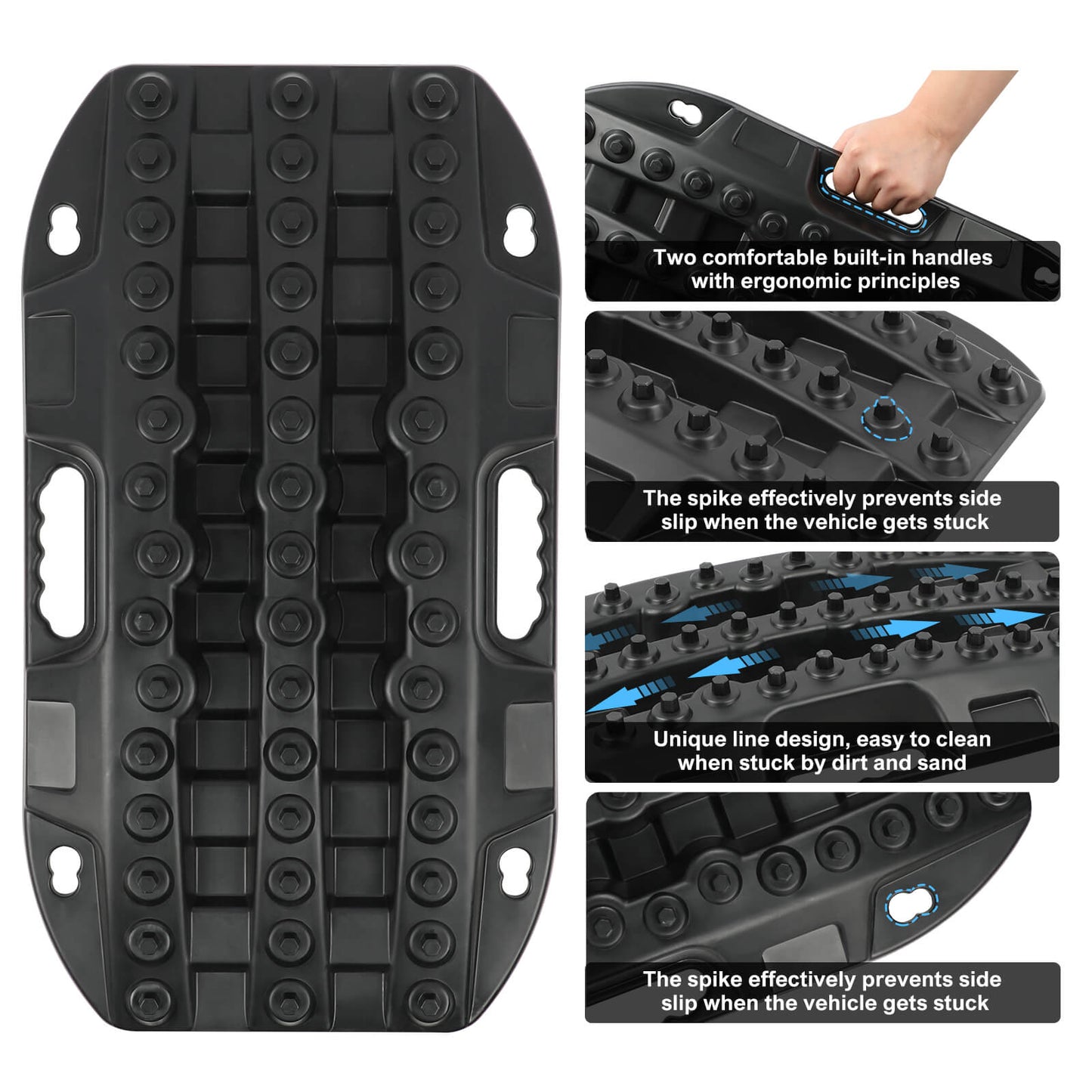 X-BULL Mini Recovery Tracks Traction Boards Sand Mud Snow 4WD 4x4 Vehicle 1 Pair Black