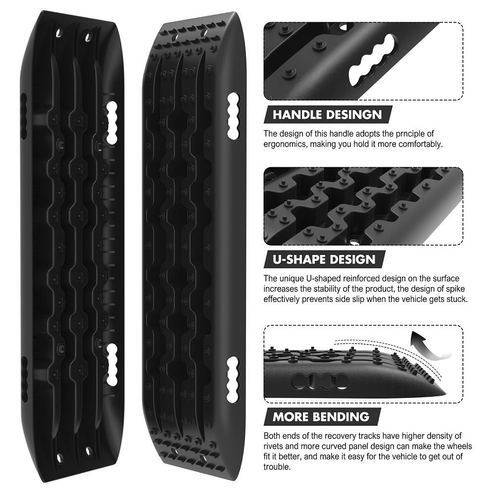 X-BULL KIT1 Recovery track Board Traction Sand trucks strap mounting 4x4 Sand Snow Car BLACK