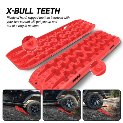 X-BULL Recovery tracks Boards 10T 2 Pairs Sand Mud Snow With Mounting Bolts pins Red