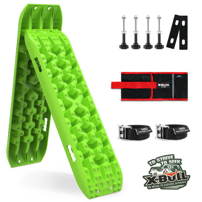 X-BULL 2PCS Recovery Tracks Snow Tracks Mud tracks 4WD With 4PC mounting bolts Green