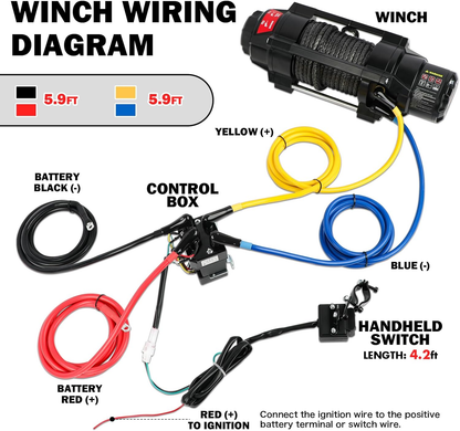 X-BULL 6000lbs Electric Winch 12V Synthetic Rope Towing Trailer ATV UTV BOAT Upgraded version