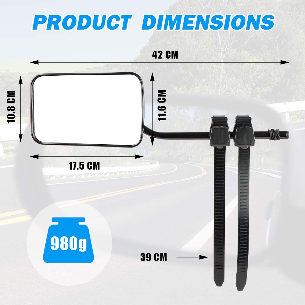 2x Towing Mirrors Pair Clip on Multi Fit Clamp On Towing Caravan 4X4 Trailer 4WD