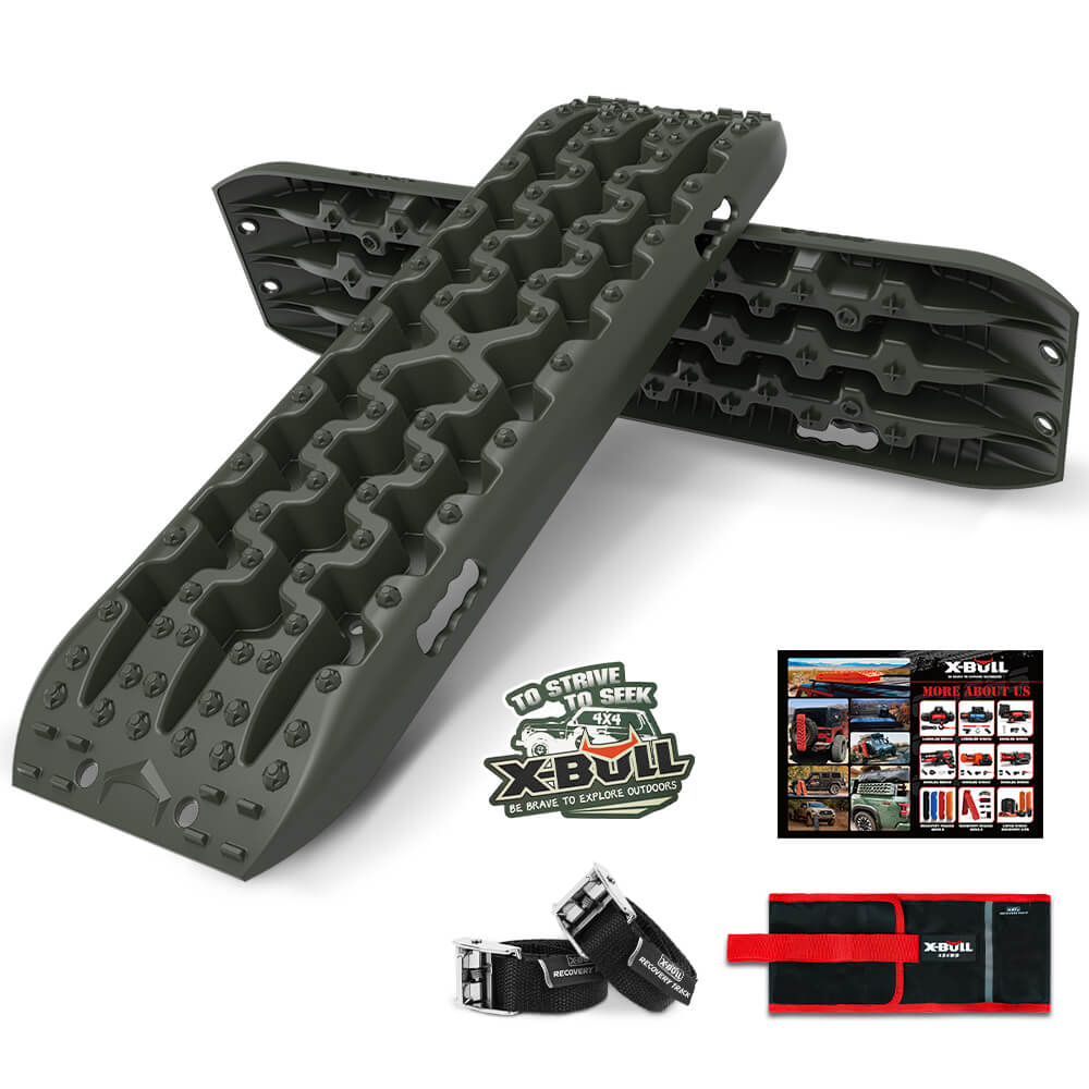 X-BULL Recovery tracks / Sand tracks / Mud tracks / Off Road 4WD 4x4 Car 2pcs Gen 3.0 - Olive