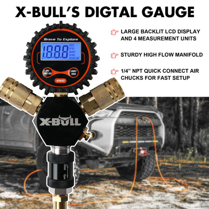 X-BULL Indeflate Digital 4 Hose 4 Tire Inflation Deflation System Equalizer