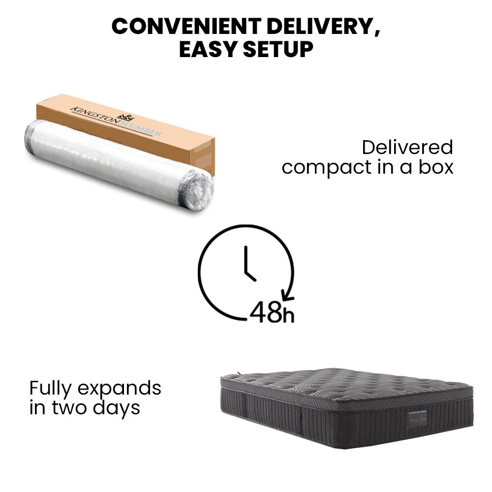 KINGSTON SLUMBER Premium Luxury 34cm Queen Mattress, Medium-Firm, Natural Latex Layer, Euro Top, 7-Zone Pocket Spring