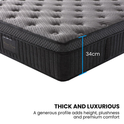 KINGSTON SLUMBER Premium Luxury 34cm King Mattress , Medium-Firm, Natural Latex Layer, Euro Top, 7-Zone Pocket Spring