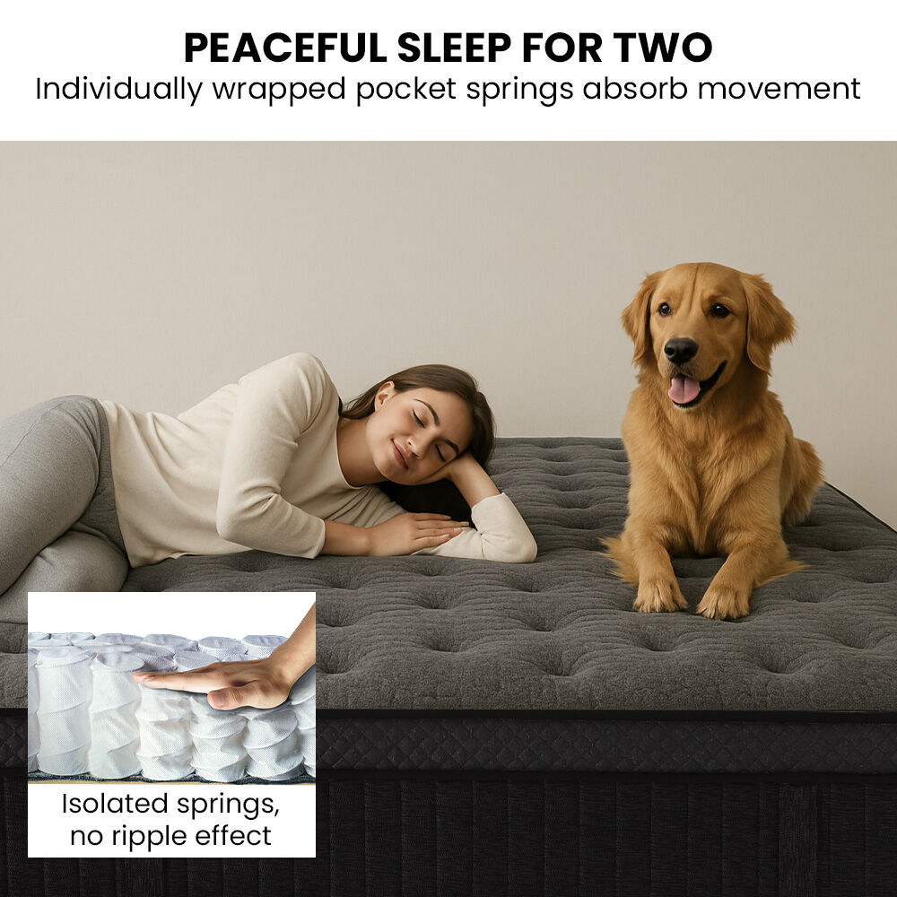 KINGSTON SLUMBER Premium Luxury 34cm King Mattress , Medium-Firm, Natural Latex Layer, Euro Top, 7-Zone Pocket Spring