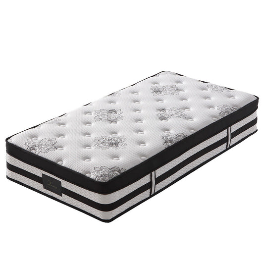 KINGSTON SLUMBER Luxury 34cm King Single Mattress, Medium-Firm, Euro Top, 5-Zone Pocket Spring