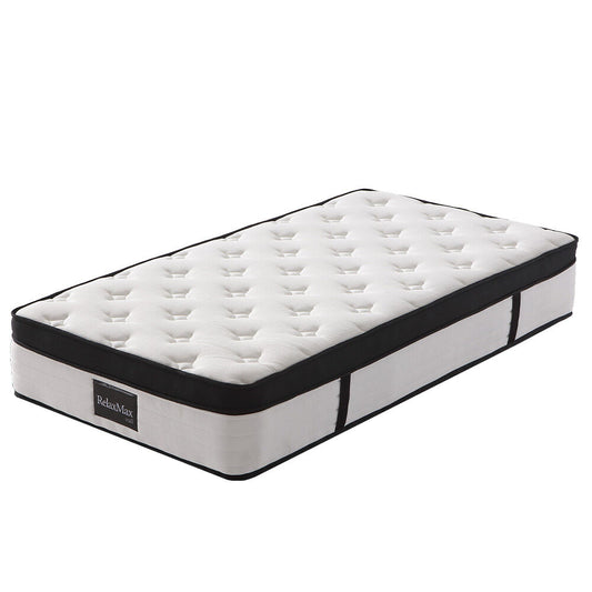 KINGSTON SLUMBER RelaxMax 31cm King Single Mattress, Euro Top, 5-Zone, Pocket Spring, Knitted Fabric