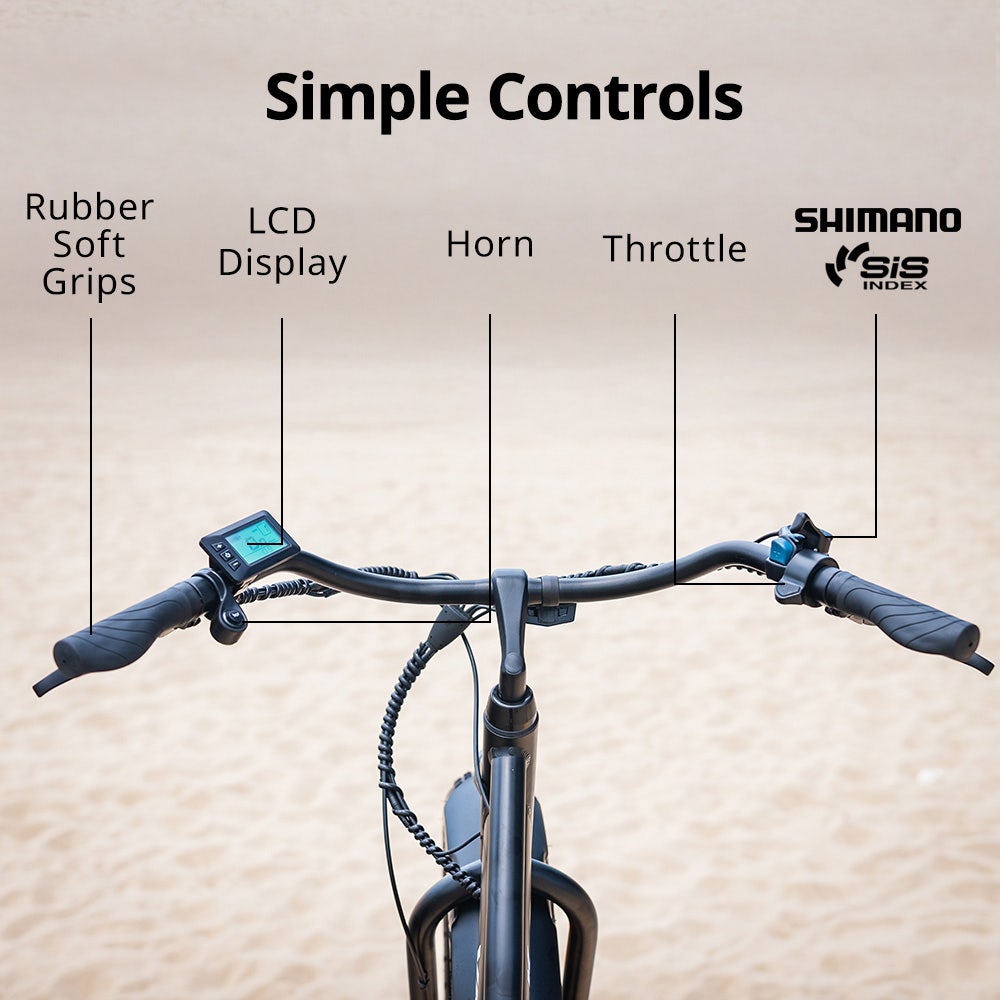 Valk Electric Fat Tyre Cruiser Bike, with Throttle, Step-Through eBike, Matte Black