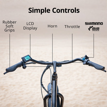 Valk Electric Fat Tyre Cruiser Bike, with Throttle, Step-Through eBike, Matte Black