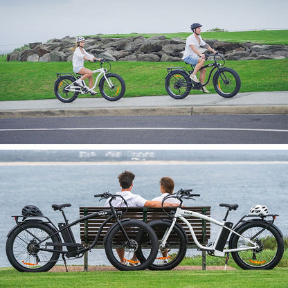 Valk Electric Fat Tyre Cruiser Bike, with Throttle, Step-Through eBike, Matte Black