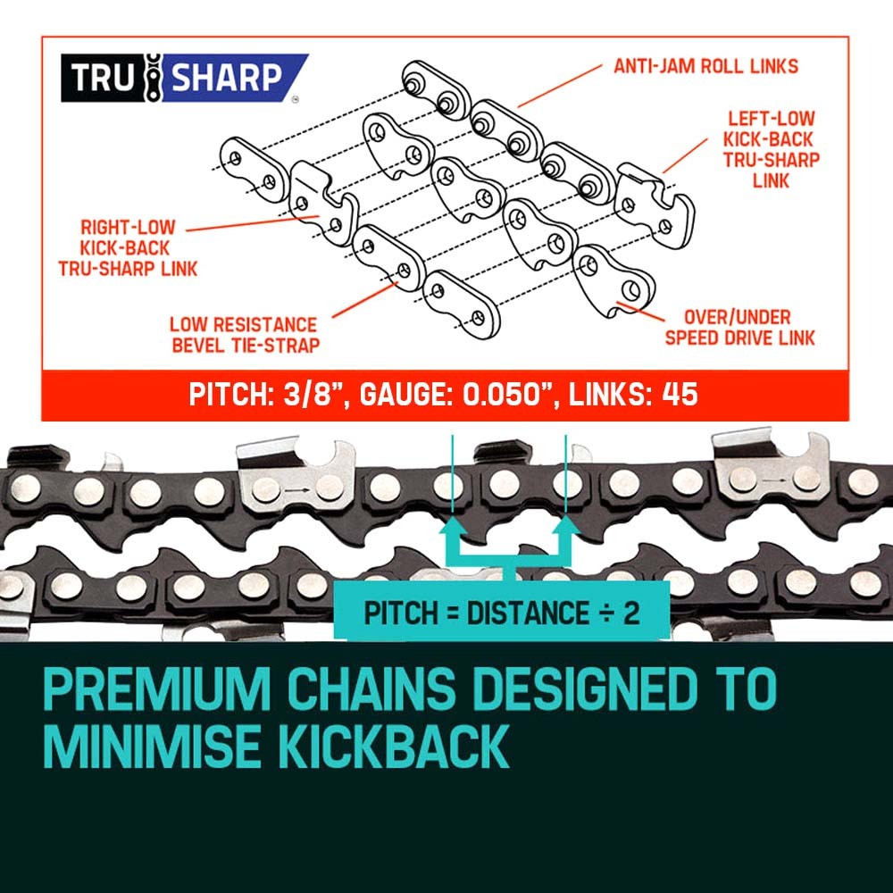 2 x 12 Baumr-AG Chainsaw Chain 12in Bar Spare Part Replacement Suits Pole Saws