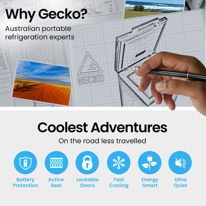 GECKO 100L Portable Chest Freezer, 12V/24V/240V for Motorhome and Caravan, White