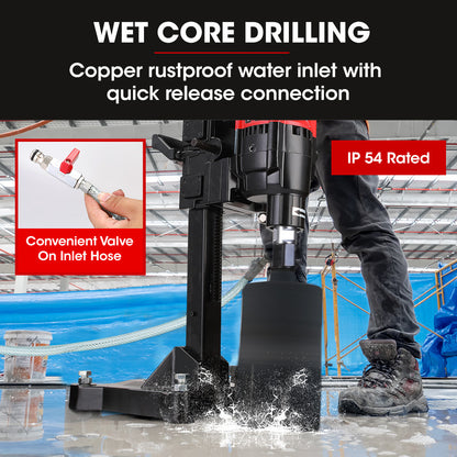 BAUMR-AG 3200W 280mm Vertical Stand Core Drill & 202mm Drill Bit Combo, for Demolition Concrete Coring Hole Drilling