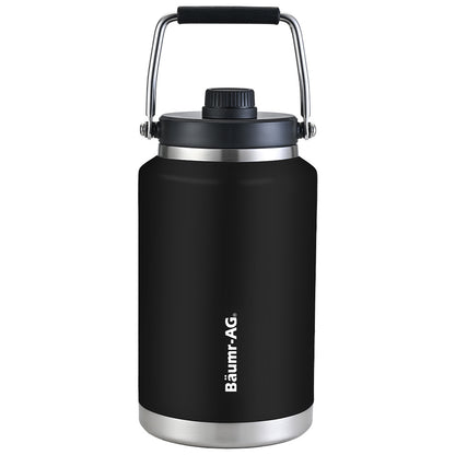 BAUMR-AG 3.8L Double Wall Insulated Stainless Steel Water Bottle, Drink Jug with Handle, Black