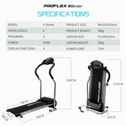 PROFLEX Mini Walking Electric Treadmill Compact Exercise Machine Fitness Equipment