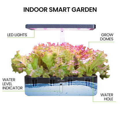 PLANTCRAFT 12 Pod Indoor Hydroponic Growing System, with Water Level Window & Pump, Black