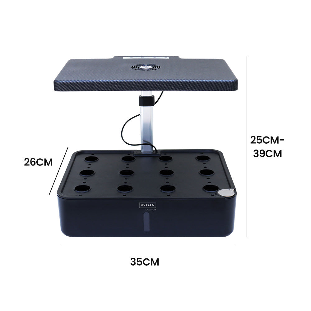 PLANTCRAFT 12 Pod Indoor Hydroponic Growing System, with Water Level Window & Pump, Black