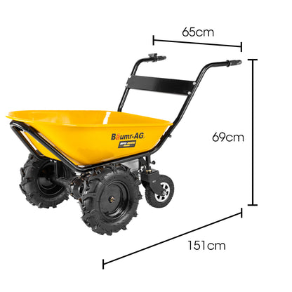 Baumr-AG 40V Battery Powered Wheelbarrow Motorised Electric, 100L Bucket Volume, 4 Wheel, 260kg Capacity